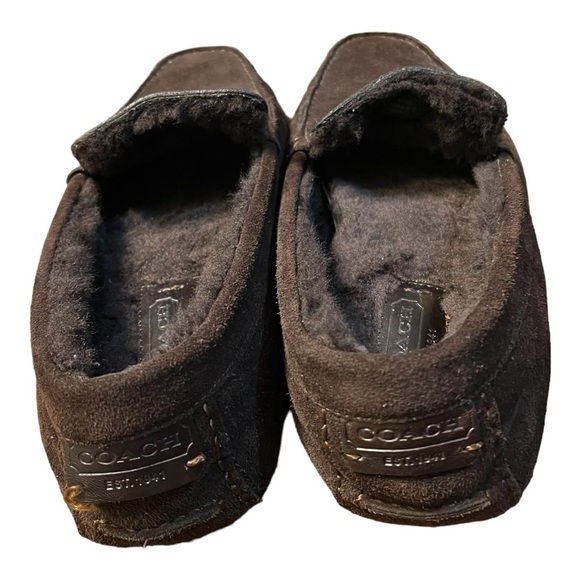 Coach Brown Leather Shearling Moccasin Indoor Outdoor Size 11B